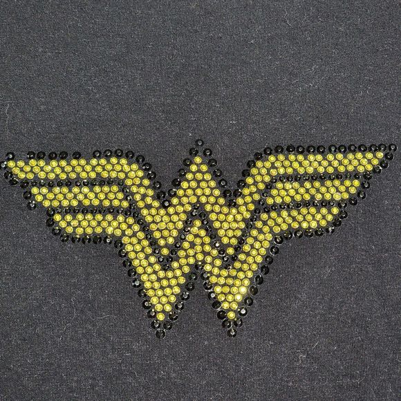 Merona SS Ladies Tee Black w/ Wonder Woman Logo Bling - Size Medium - Picture 1 of 4